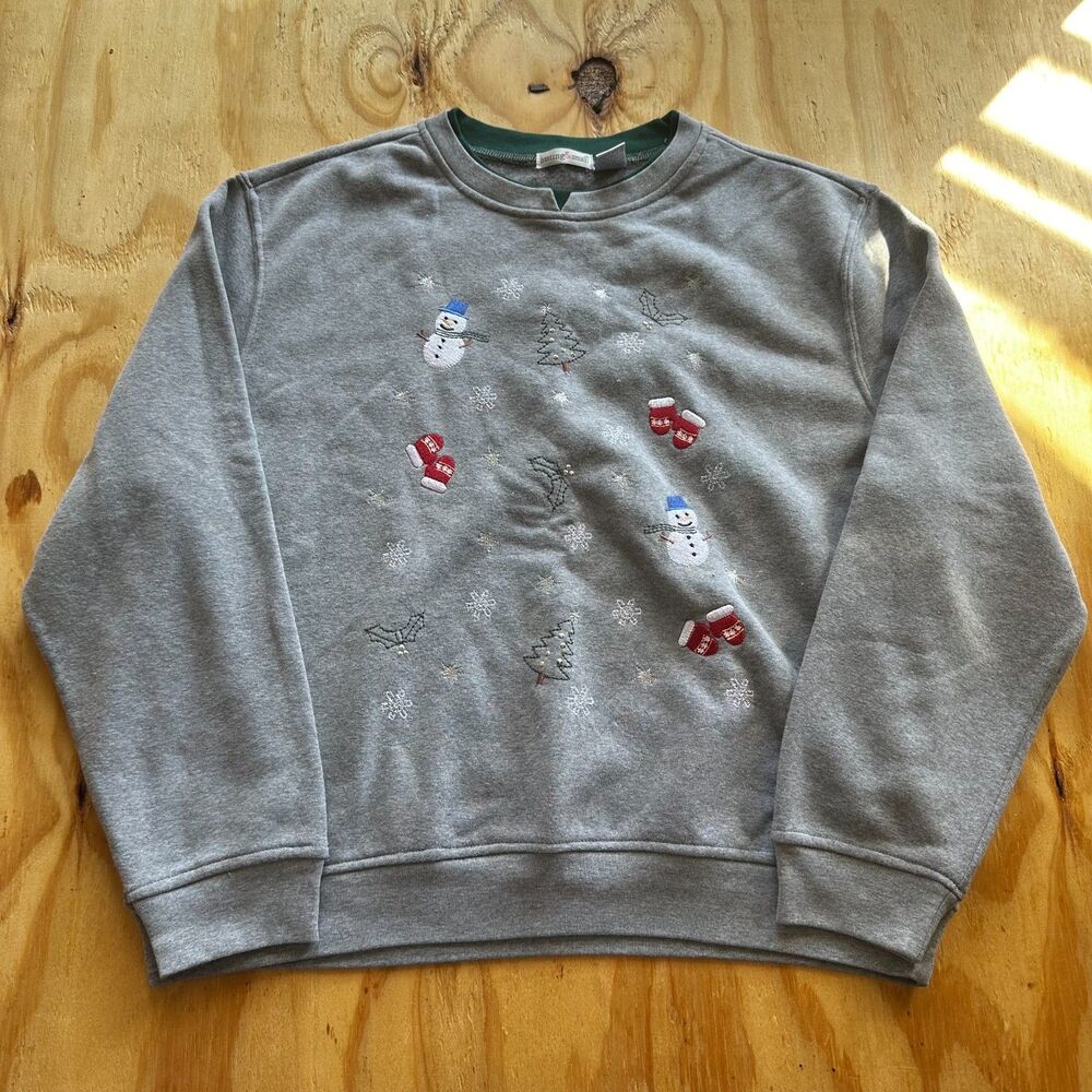 Hastings & Smith Embroidered Snowman Christmas Sweatshirt - XL
